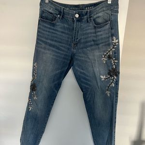 WHBM embroidered/beaded jeans. Size 10